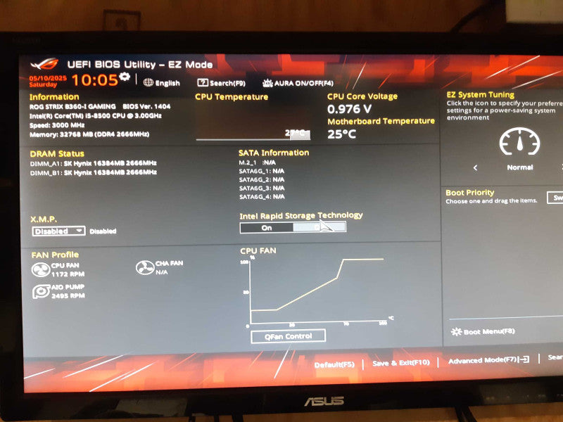 Custom SFF ROG STRIX B360-I GAMING i5-8500 3.00 GHz 32GB DDR4 NO HDD