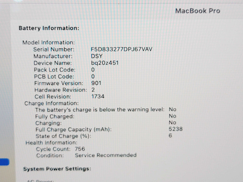 Apple Macbook Pro 2018 15" 6-Core i7-8850H @ 2.6GHz 16GB DDR4 500GB SSD (