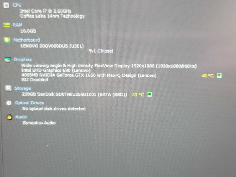 Lenovo ThinkPad X1 Extreme i7-9750H 16GB DDR4 GTX 1650 w/ Max Q 256GB SSD  Qβ Lap200