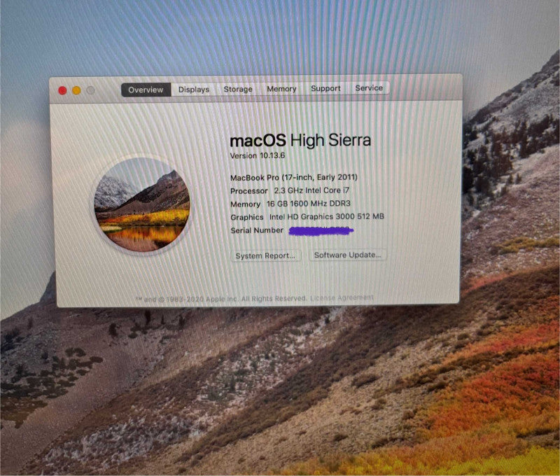 Apple MacBook Pro  17" 2011 i7-2820QM Radeon HD 6750M 16GB RAM 256SSD READ!