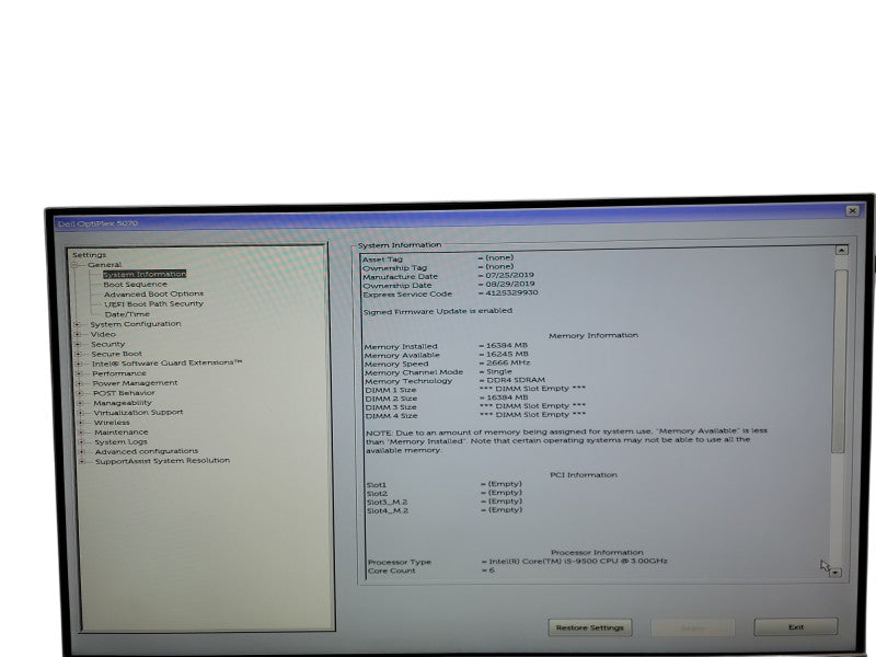 Dell OptiPlex 5070 SFF i5 - 9500 @ 3.00GHz 16GB DDR4 Ram  Qθ