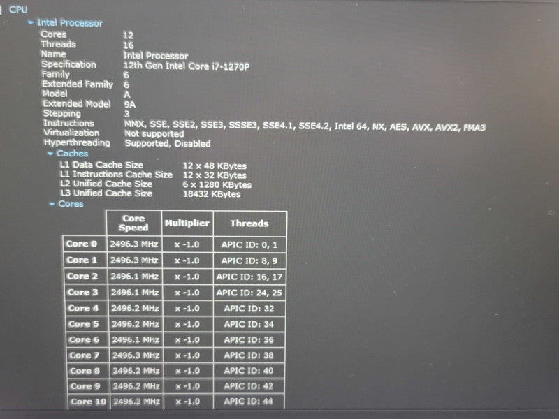 Dell Latitude 5431 i7-1270P 16GB RAM  MX150 256GB SSD NO BATTERY  β Lap200