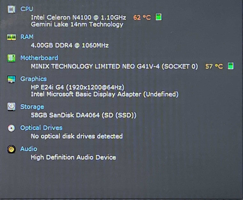 MINIX NEO G41V-4, Intel Gemini Lake N4100, 4GB DDR4, 64GB SSD