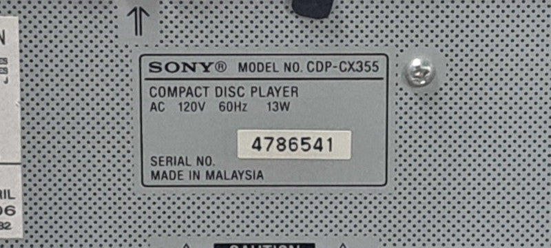 Sony CDP-CX355 300 Disc Mega Storage CD Changer Player No Remote