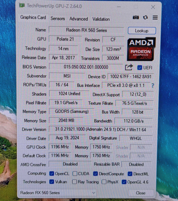 MSI Radeon RX 560 AERO ITX 2G OC | 2GB GDDR5 Graphics Card