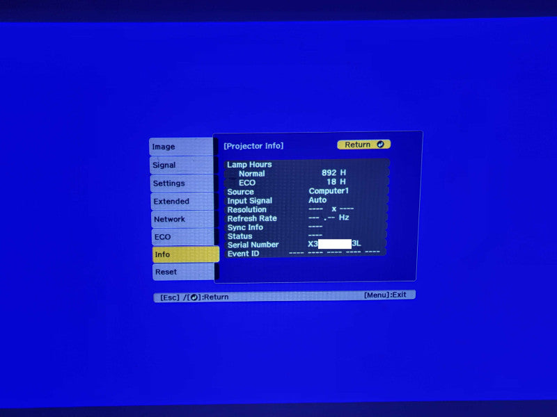 Epson PowerLite 2250U 3LCD Projector 5000 Lumens 1920x1200 892 Hours _