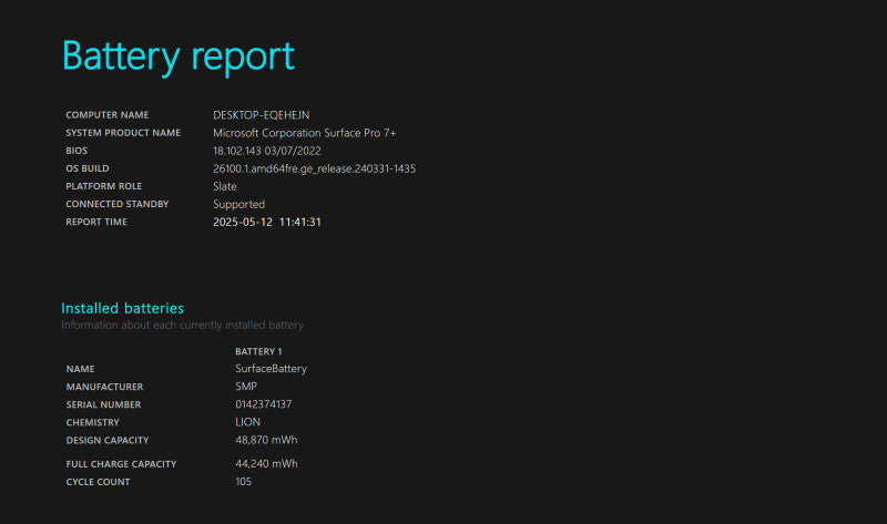 Microsoft Surface Pro 7+ 1960, i5-1135G7 2.40GHz, 8GB DDR4, 256GB NVMe, PWR  Lap200