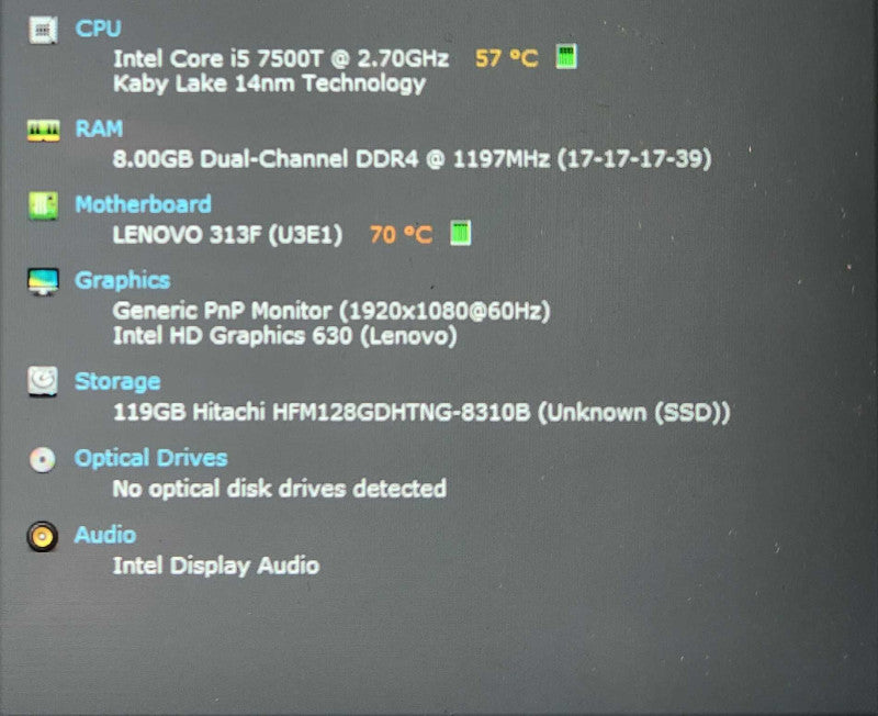 Lenovo ThinkSmart Hub 500, i5-7500T, 8GB DDR4, 128GB SSD, WiFi, 90W PSU