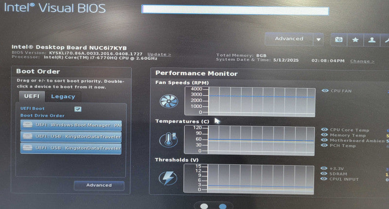 Intel NUC NUC6i7KYB Intel Core i7-6770HQ 8GB RAM & 256GB NVMe !
