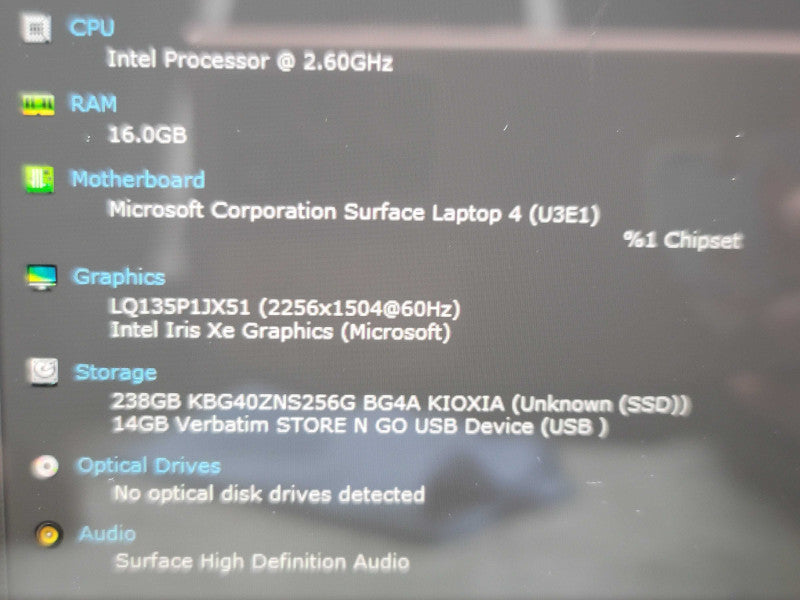 Microsoft Surface Laptop 4 1951 i5-1145G7 16GB RAM 256GB SSD READ  β Lap200