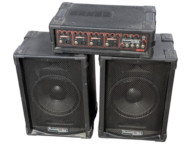 Audio Choice QM4 4 Channel Powered Mixer and Speakers -