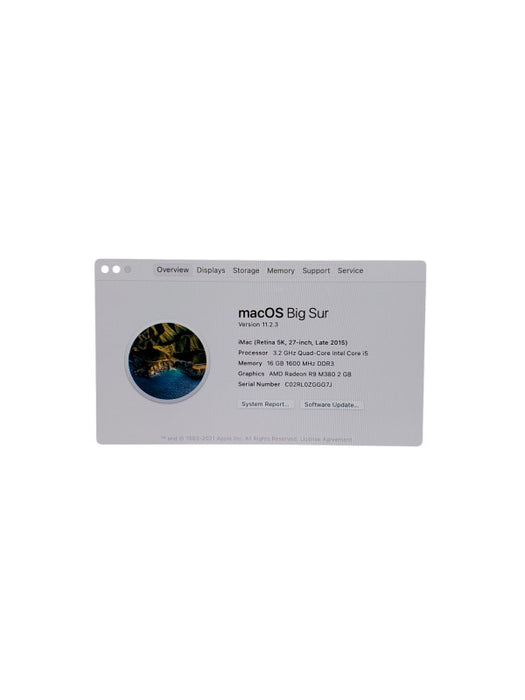 Apple iMac Retina 5K 27" Late 2015 i5-6500 Radeon R9 M380 16GB RAM 1TB HDD