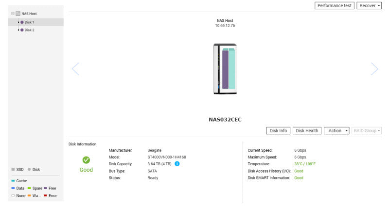 QNAP TS-228 2-Bays NAS, 2x4TB HDDs