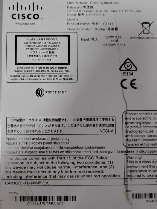 Cisco C1111-8PLTEEA Series Integrated Services Router _