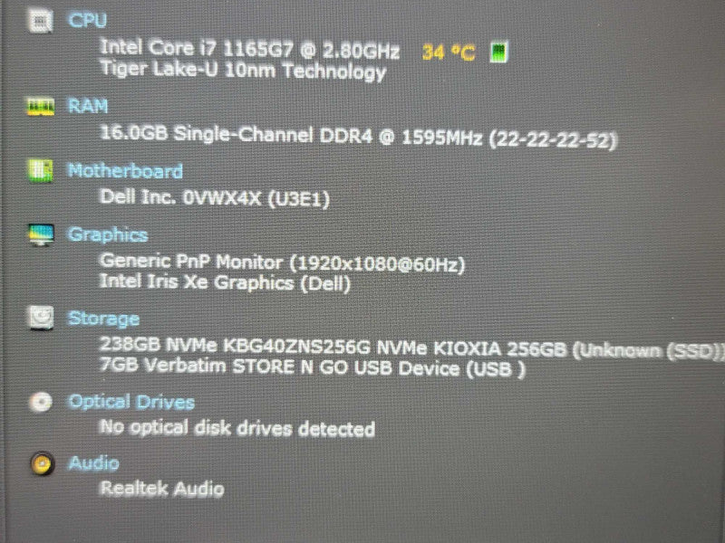 Dell Latitude 3520 i7-1165G7 16GB RAM 256GB SSD  β Lap200