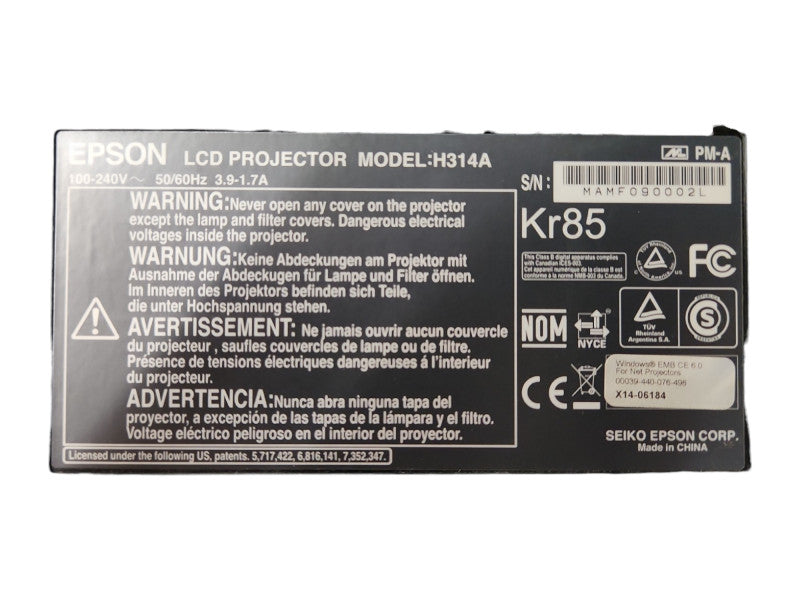 Epson H314A PowerLite 1925W 3LCD WXGA HDMI Projector 331 Lamp Hours