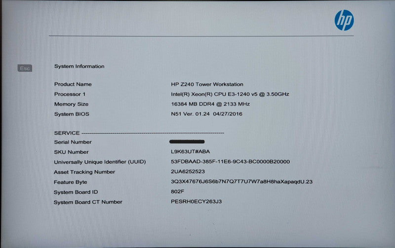 HP Z240 Workstation, Xeon E3-1225 v5, 16GB DDR4, 256GB SSD, K2200