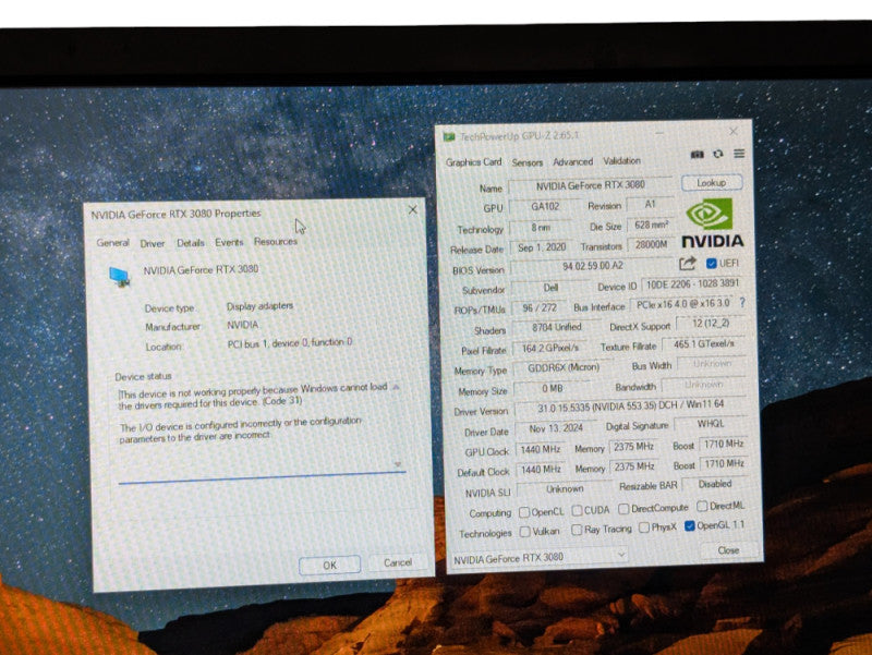 DELL NVIDIA RTX 3080 10GB Graphics Card READ CN04Y12VMSC0014N1235A01 -