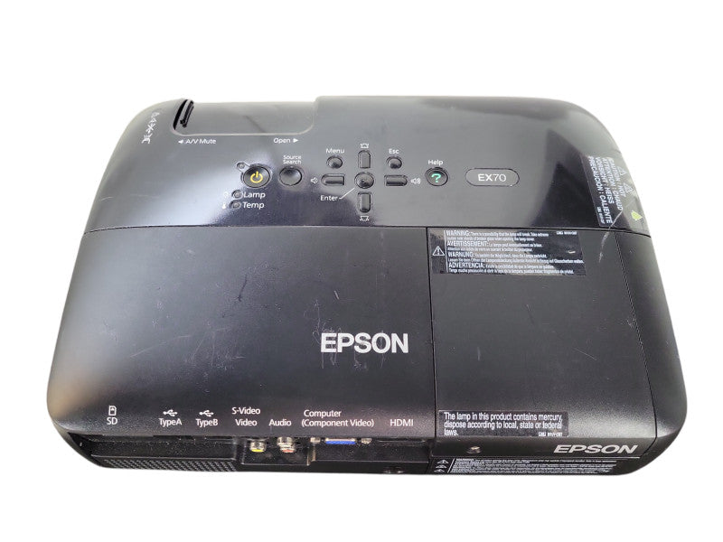 Epson EX70 3LCD Projector Portable WXGA Home Theater H285A HD HDMI 140 Lamp Hours !