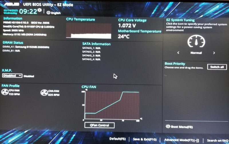 Custom Tower, Intel i3-9100F CPU 3.60GHz, 8GB RAM - NO HDD