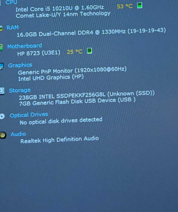 HP EliteBook 840 G7 Core i5-10210U@1.6GHz 16GB RAM 256GB SSD  Lap200