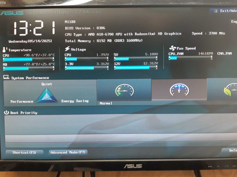 Asus Custom Tower AMD A10-6700 APU 3.7 GHz 8GB DDR3 NO HDD