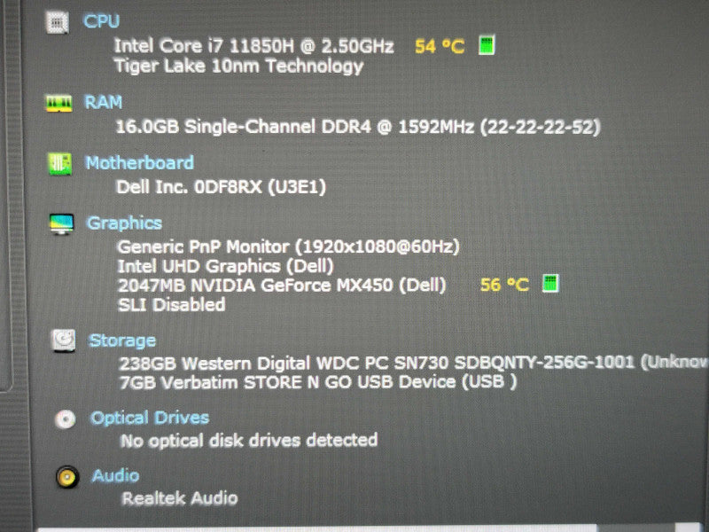 Dell Latitude 5421 i7-11850H 16GB DDR4 MX540 256GB SSD  β Lap200