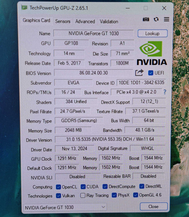 EVGA NVIDIA GeForce GT 1030 2GB GDDR5 Silent Graphics Card