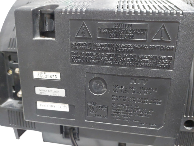 KTV UHF / VHF Color April 1992 13" CRT Model: 13CNR-E  =