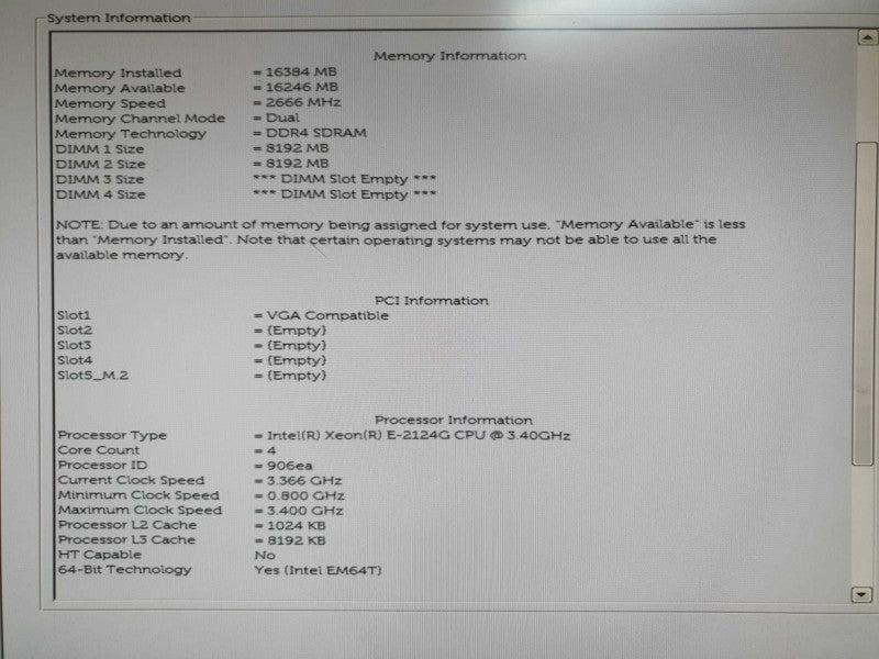 Dell Precision 3630 Tower Xeon E-2124G 16GB RAM P620 - No HDD