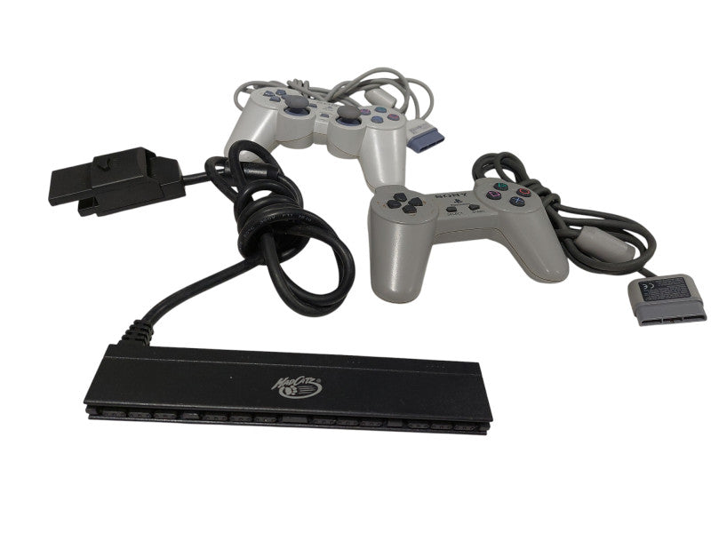 Playstation Controllers Bundle of 2 PS1 Controllers & a MultiPort Adaptor   =
