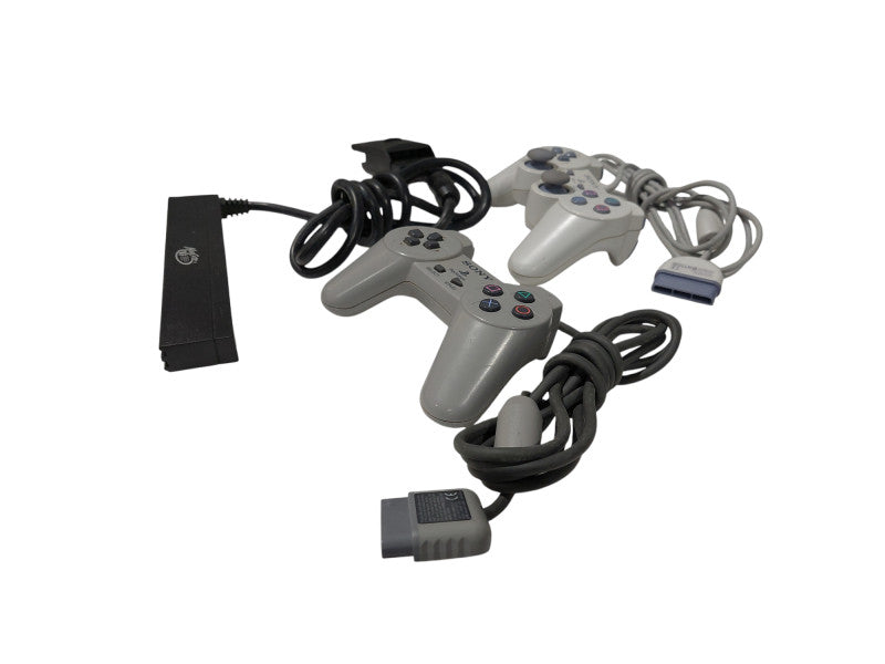 Playstation Controllers Bundle of 2 PS1 Controllers & a MultiPort Adaptor   =