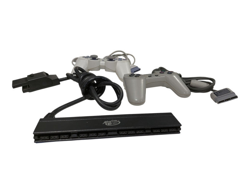 Playstation Controllers Bundle of 2 PS1 Controllers & a MultiPort Adaptor   =