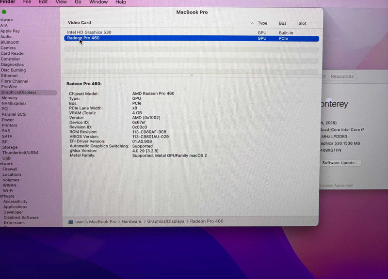 Apple MacBook Pro 15" 2016 i7-6920HQ Radeon Pro 460 4GB GPU 16GB 1TB READ!