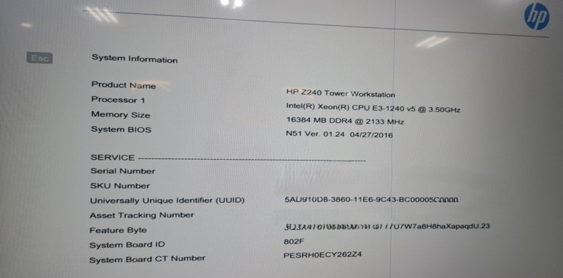 HP Z240 Xeon E3-1240 v5| 16GB DDR4|NO HDD| 1GB GDDR5 GPU