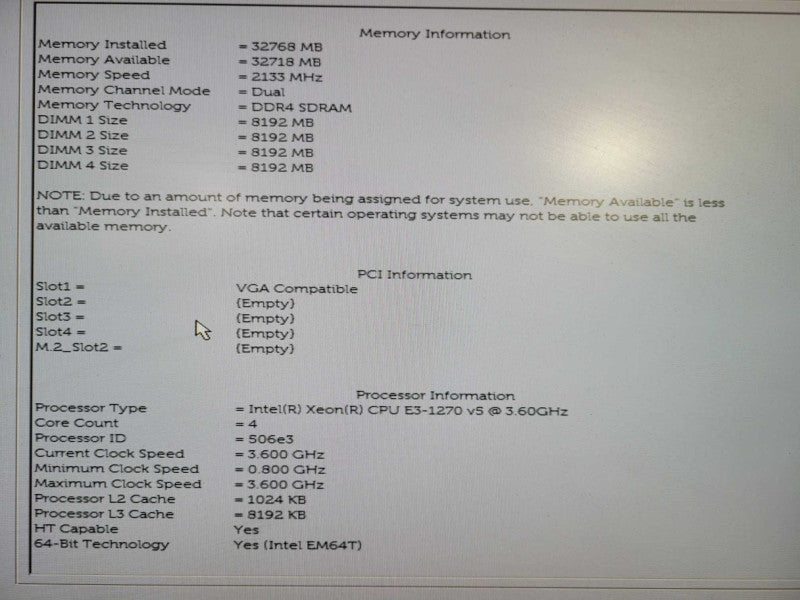 Dell Precision T3620 Xeon E3-1270 v5 32GB DDR4 K2200 - No HDD !