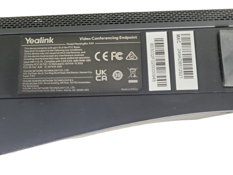 Yealink MeetingBar A30 Video Conferencing System Bar ONLY No Pad _