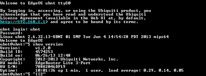 Ubiquiti EdgeRouter LITE (ERLite-3), Factory Reset