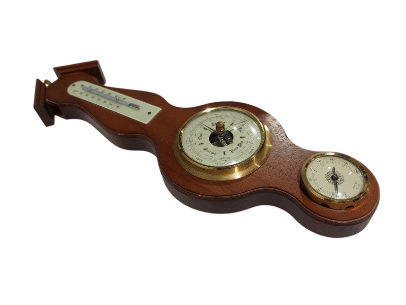 Vintage Wooden West-Germany Precision Barometer Thermometer Hygrometer   =
