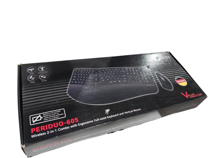 Perixx Periduo-605 Wireless 2 in 1 Combo with Ergonomic Full-Sized Keyboard =