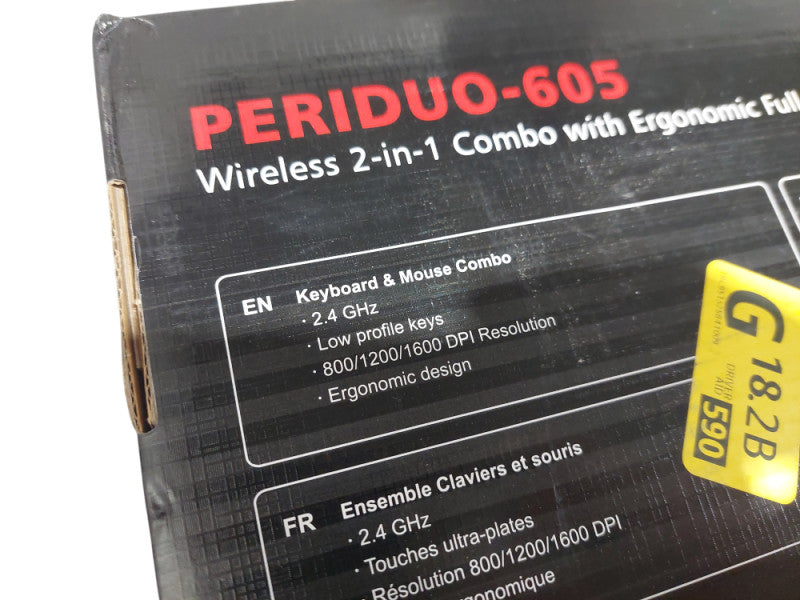 Perixx Periduo-605 Wireless 2 in 1 Combo with Ergonomic Full-Sized Keyboard =