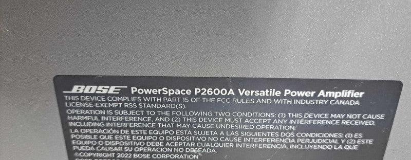 Bose Professional PowerSpace P2600A Versatile Power Amp  | For Parts