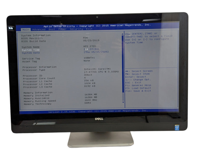 DELL XPS One 2720 TouchScreen 2560 x 1440 Core i7-4770S 16GB RAM 256GB SSD  -