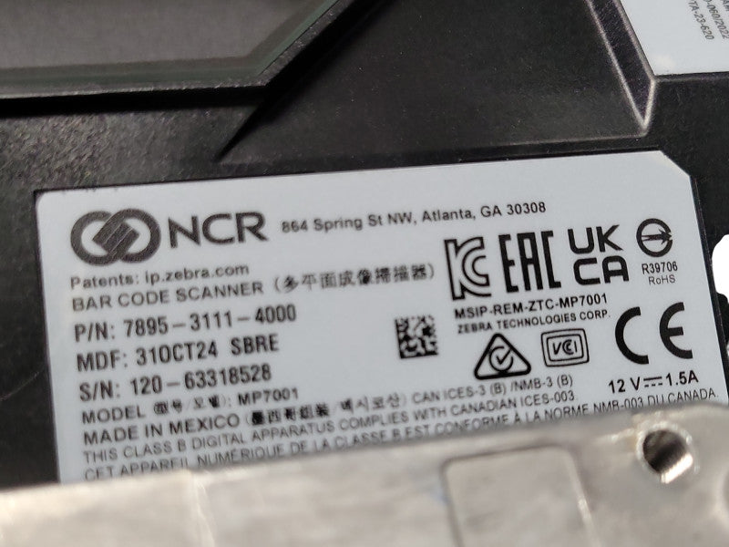 NCR 7895 MP7001 Bi-Optic Imager POS Barcode Scanner Scale 7895-3111-4000 _