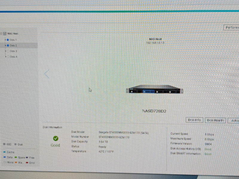 QNAP TS-469U-RP 4 Bay 3.5 inch NAS 2x PSU 2x 4TB HDDs Intel D2701  -