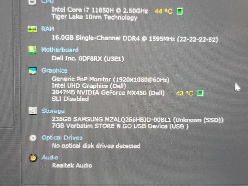 Dell Latitude 5421 i7-11850H 16GB RAM MX450 256GB SSD  β Lap200