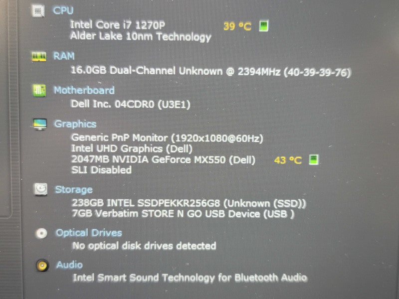Dell Latitude 5431 i7-1270P 16GB RAM MX550 256GB SSD  β Lap200