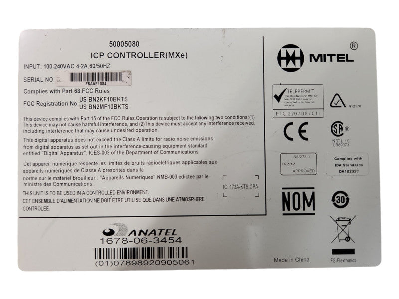 MITEL MXe 50005080 Business Phone ICP Controller, No HDD, READ