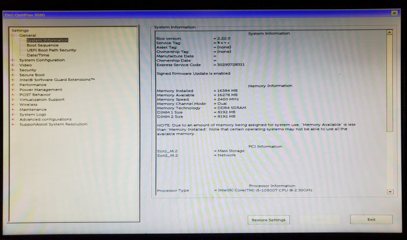 Dell OptiPlex 3080 Core i5-10500T 16GB DDR4 256GB NVMe + PWR