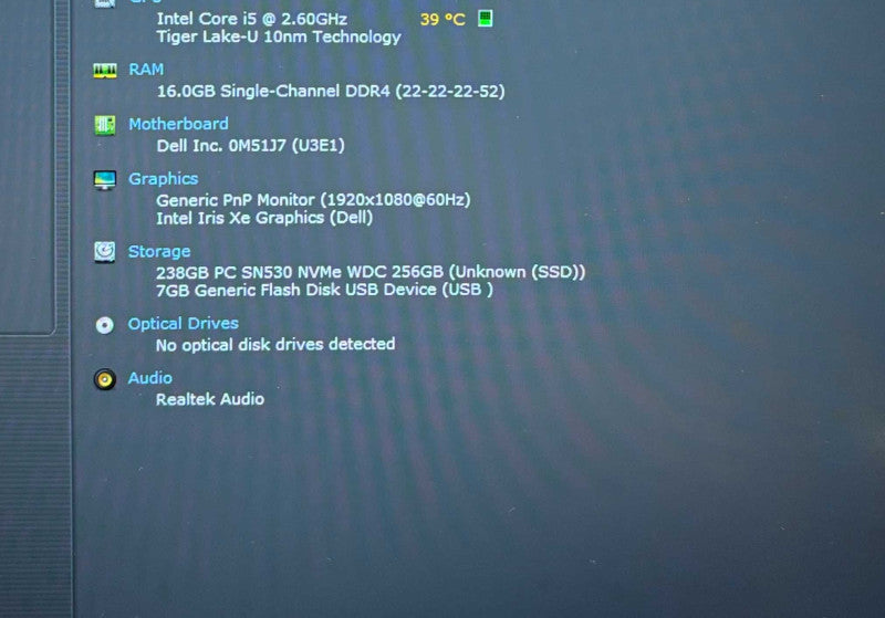 Dell Latitude 5420 Core i5-1145G7@2.6GHz 16GB RAM 256GB SSD READ  Lap200